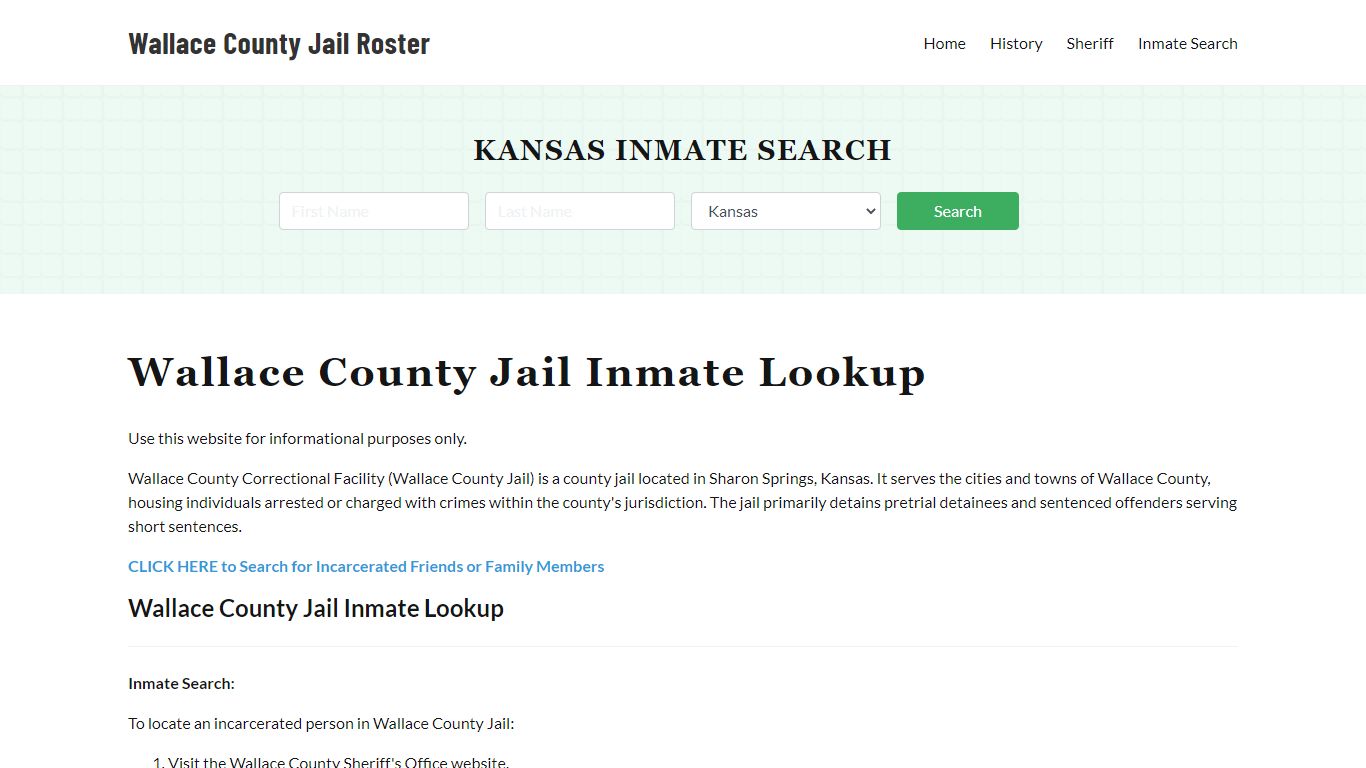 Wallace County Jail Roster Lookup, KS, Inmate Search