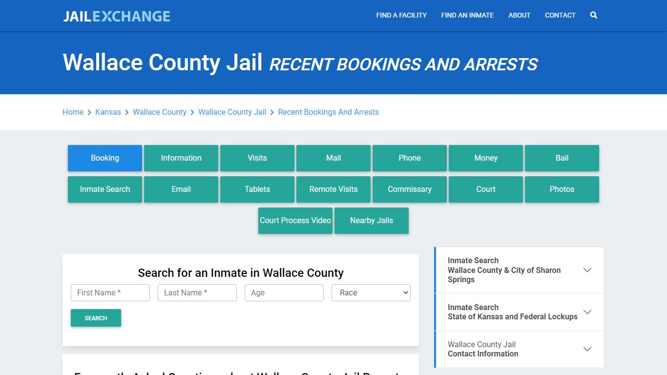 Wallace County Jail Recent Bookings And Arrests - Jail Exchange